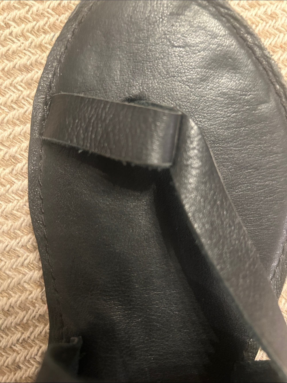 TOMS🩵Black LEATHER Toe-Loop Slip-On Slide Sandals #300515🖤US Size 11/EURO 42.5 - Picture 5 of 11